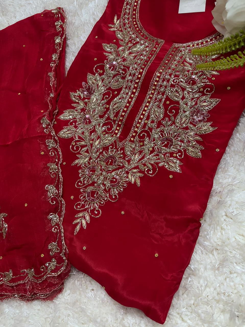 Crepe Silk with Hand Embroidery Suit