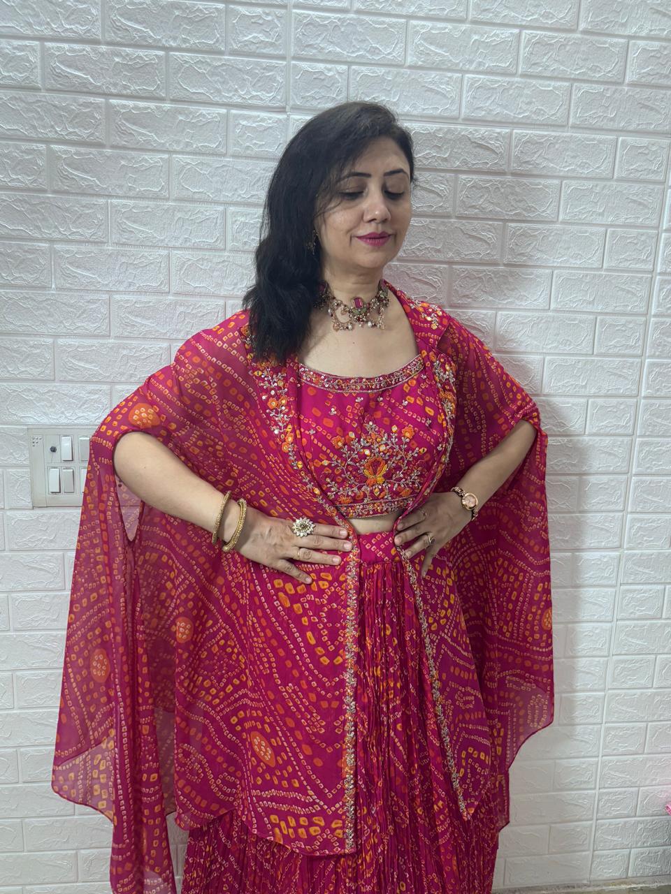 Hand work Lehenga with Cape