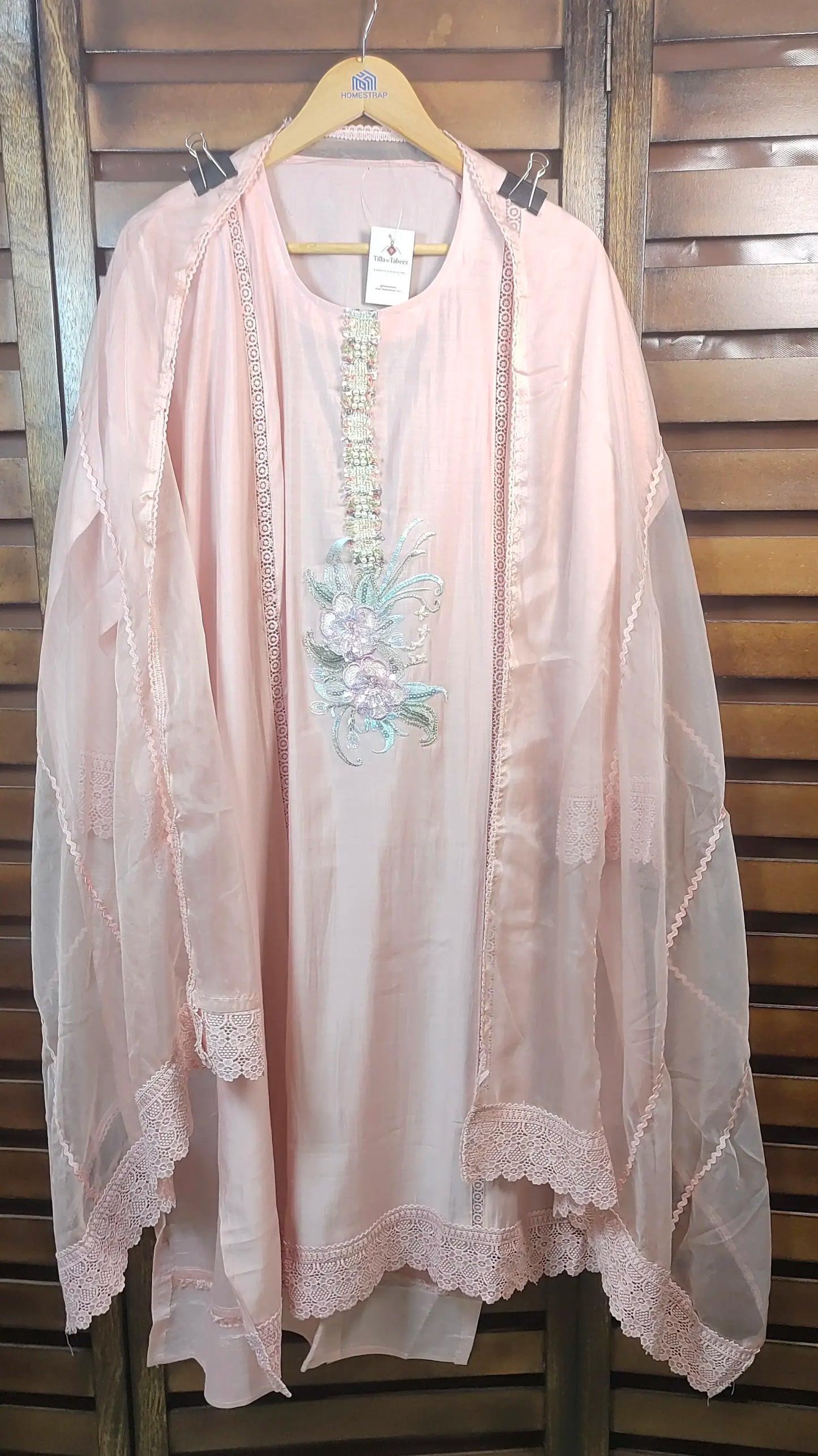 Mul Chanderi peach suit peach front view