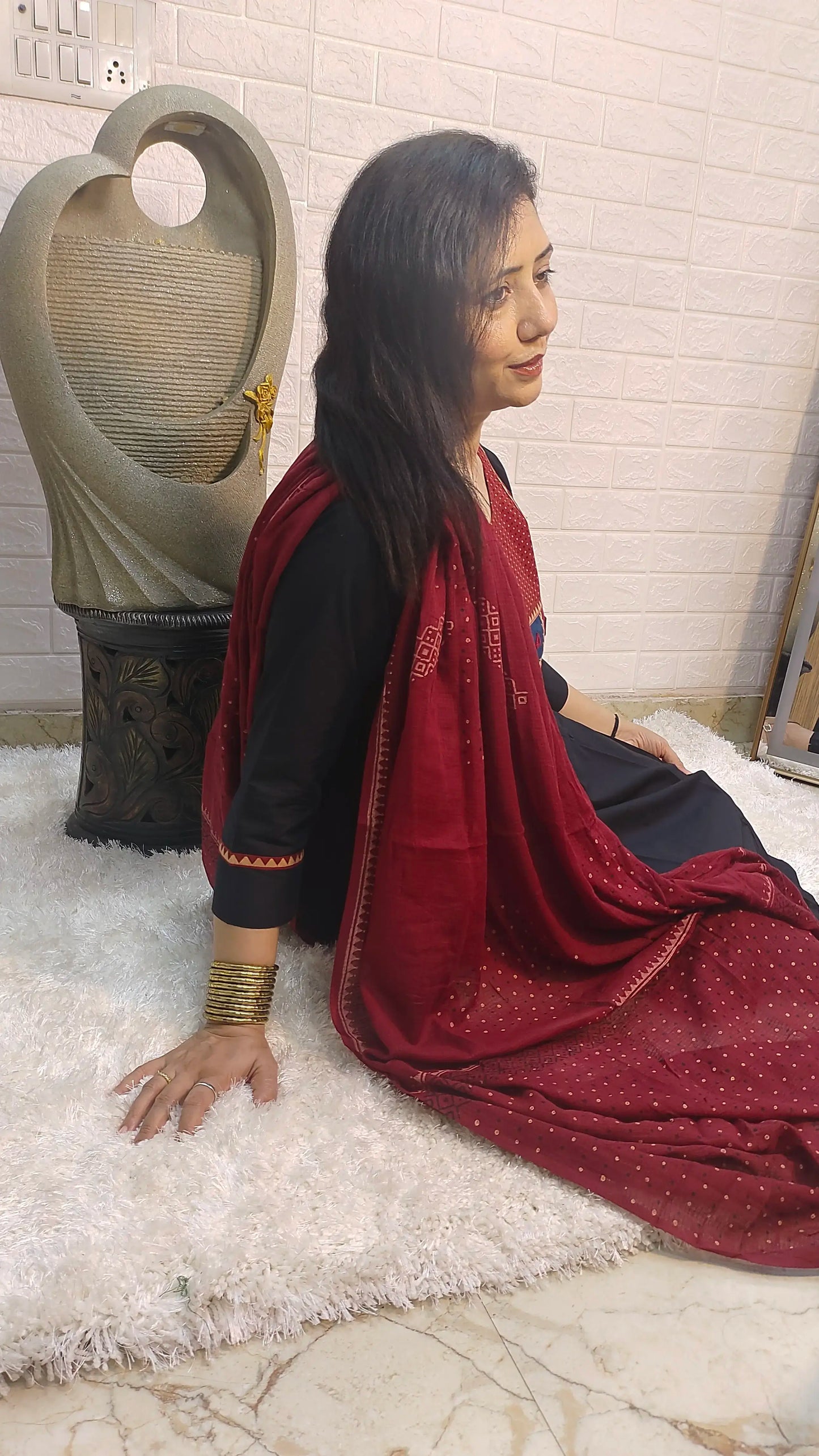 Mirror Work with Printed Patch Cotton Suit