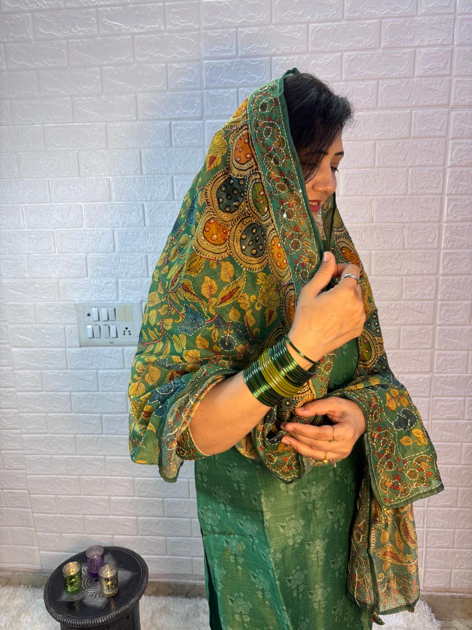 mul chanderi fabric stitched suit for women
