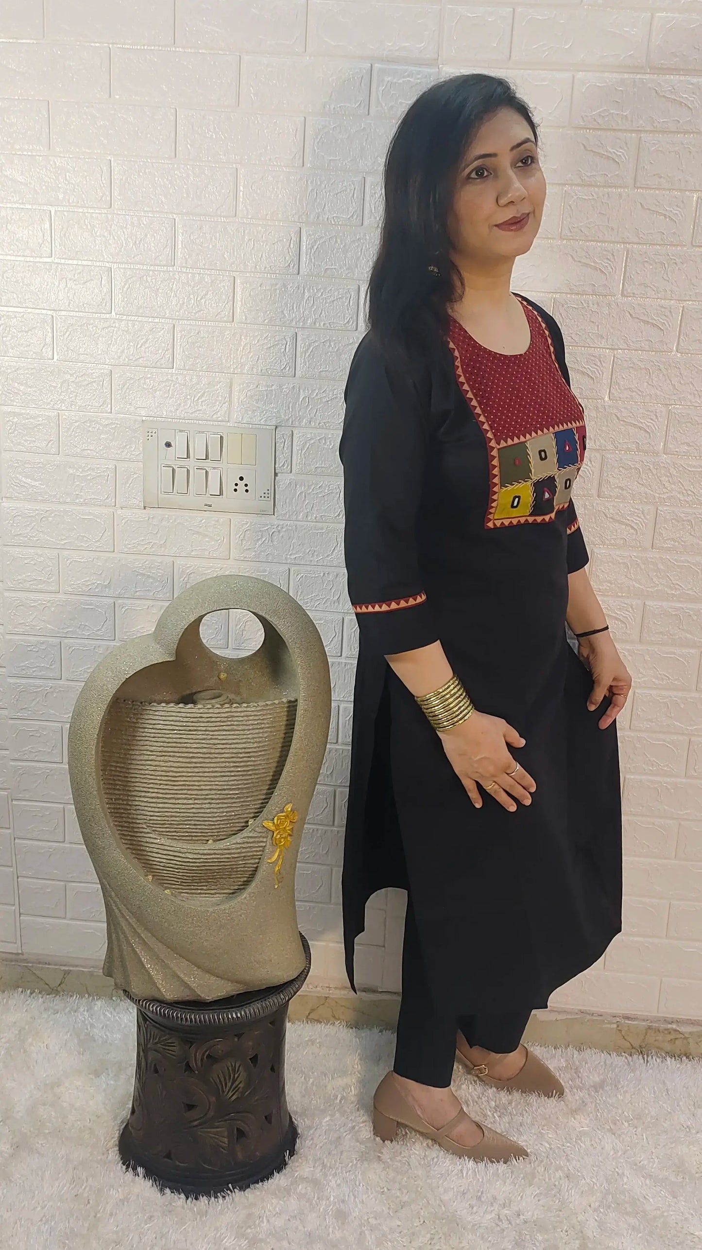 Mirror Work with Printed Patch Cotton Suit