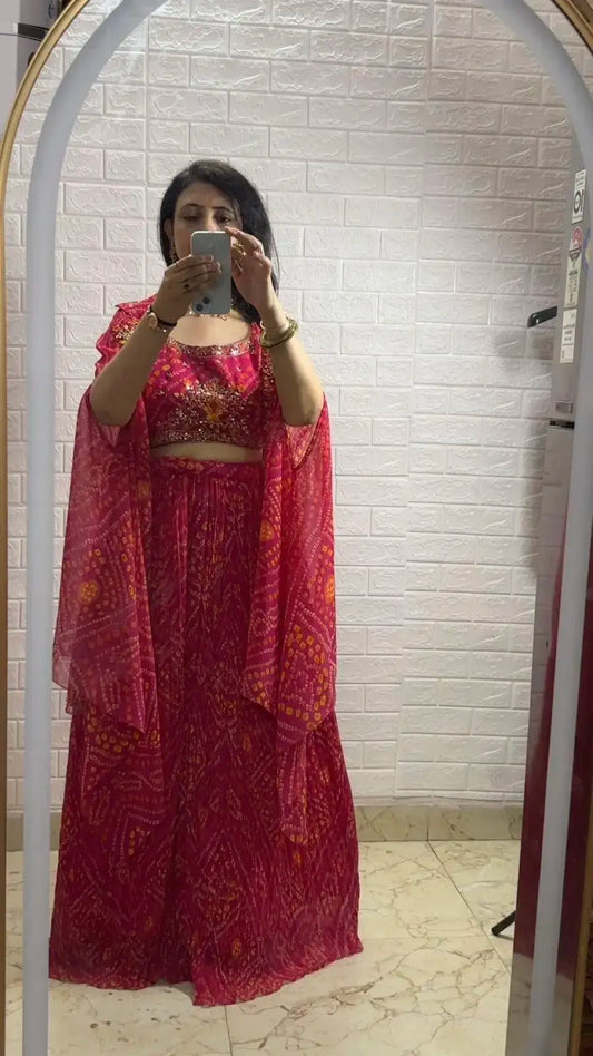 Hand work Lehenga with Cape