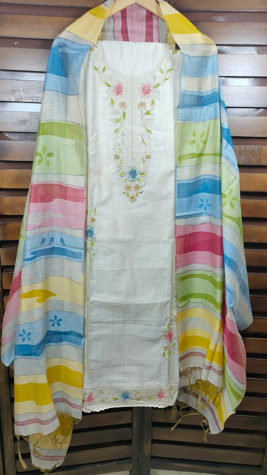 Cotton Silk with Multicolor Dupatta