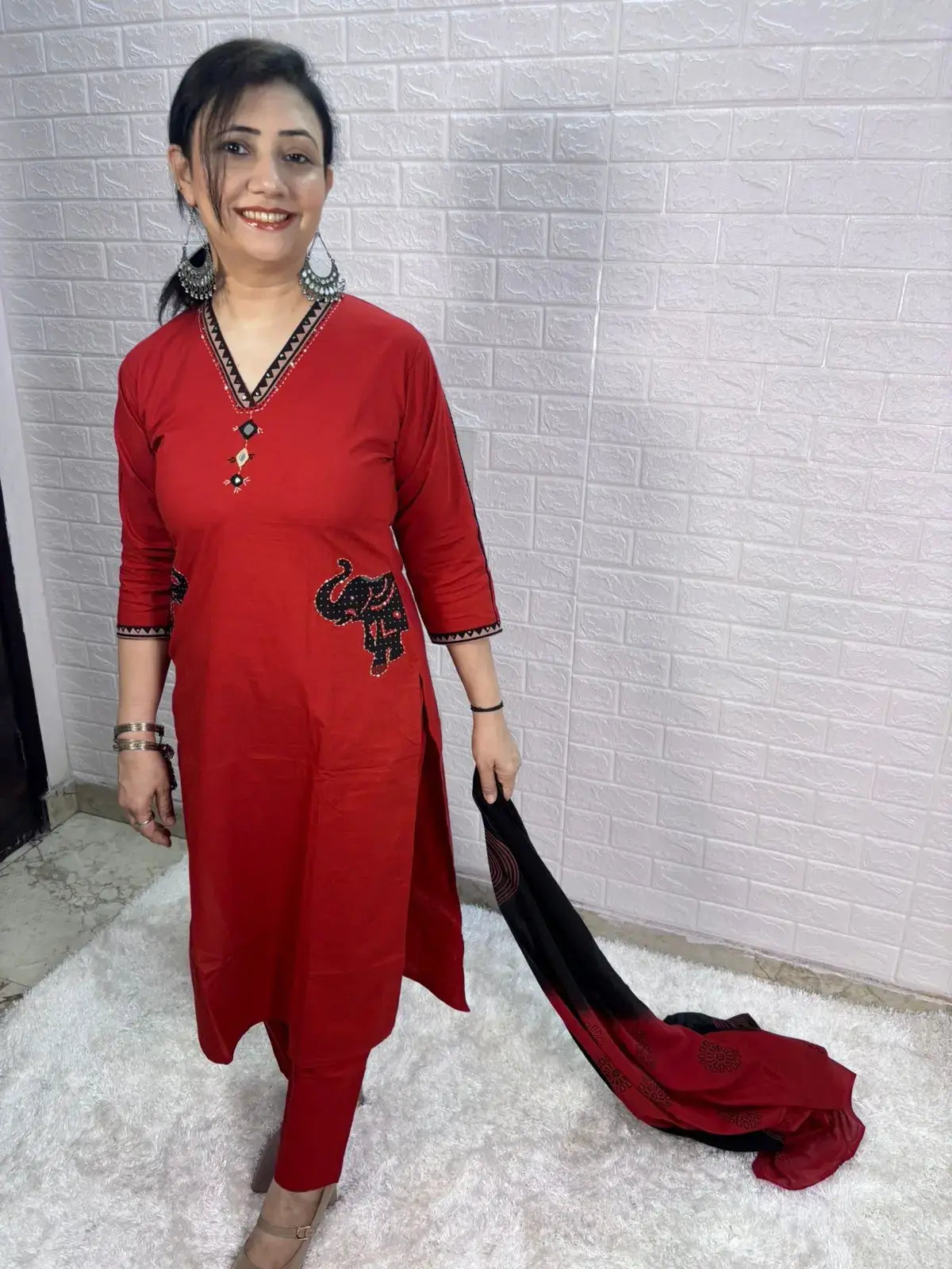 women suit cotton hand block print detailing