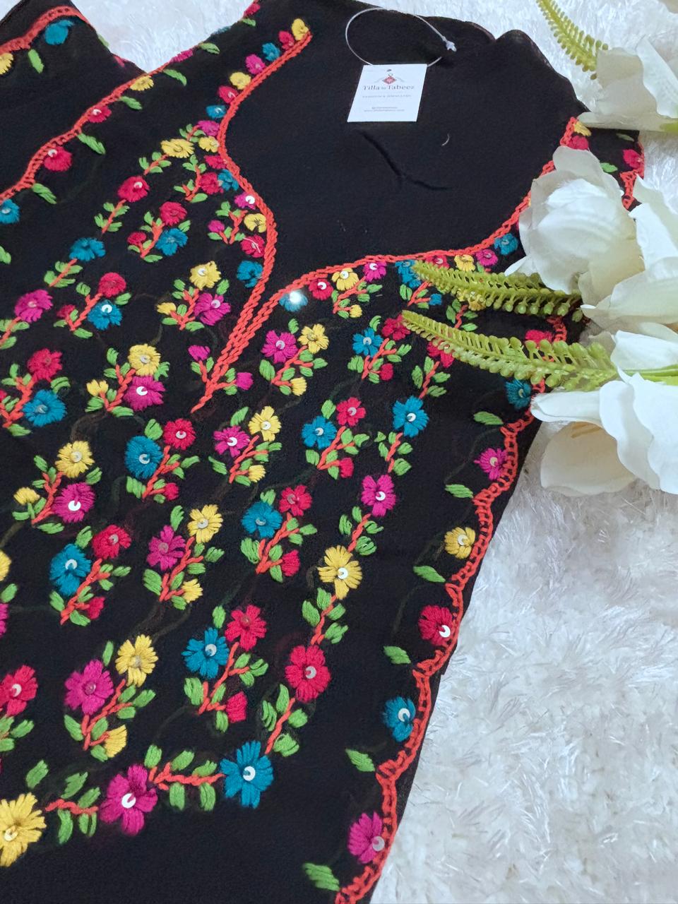 Lucknowi Pure Georgette Hand Embroidery Suit