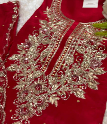 Crepe Silk with Hand Embroidery Suit