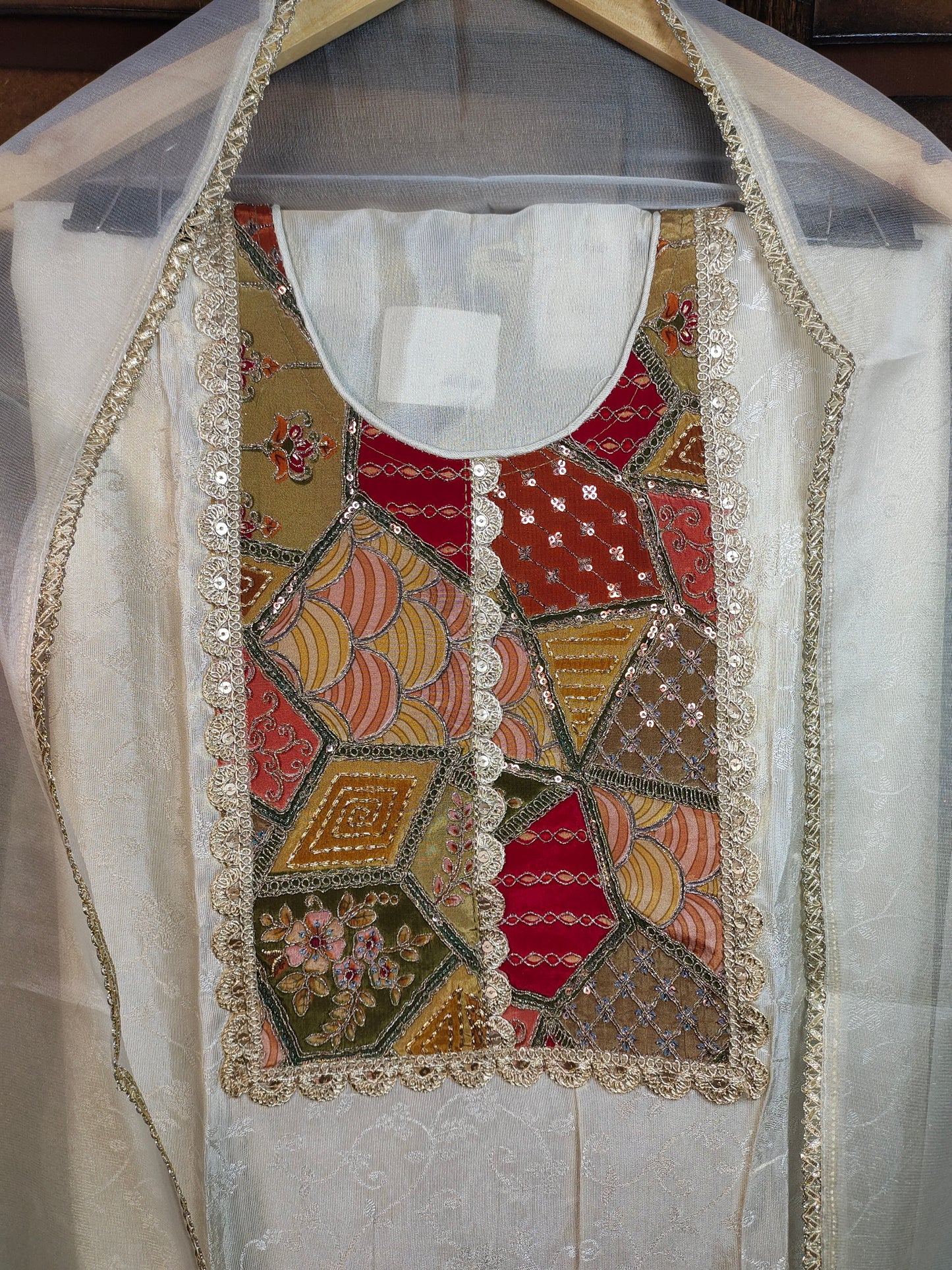 Shimmer Mul Chanderi with Patch Work