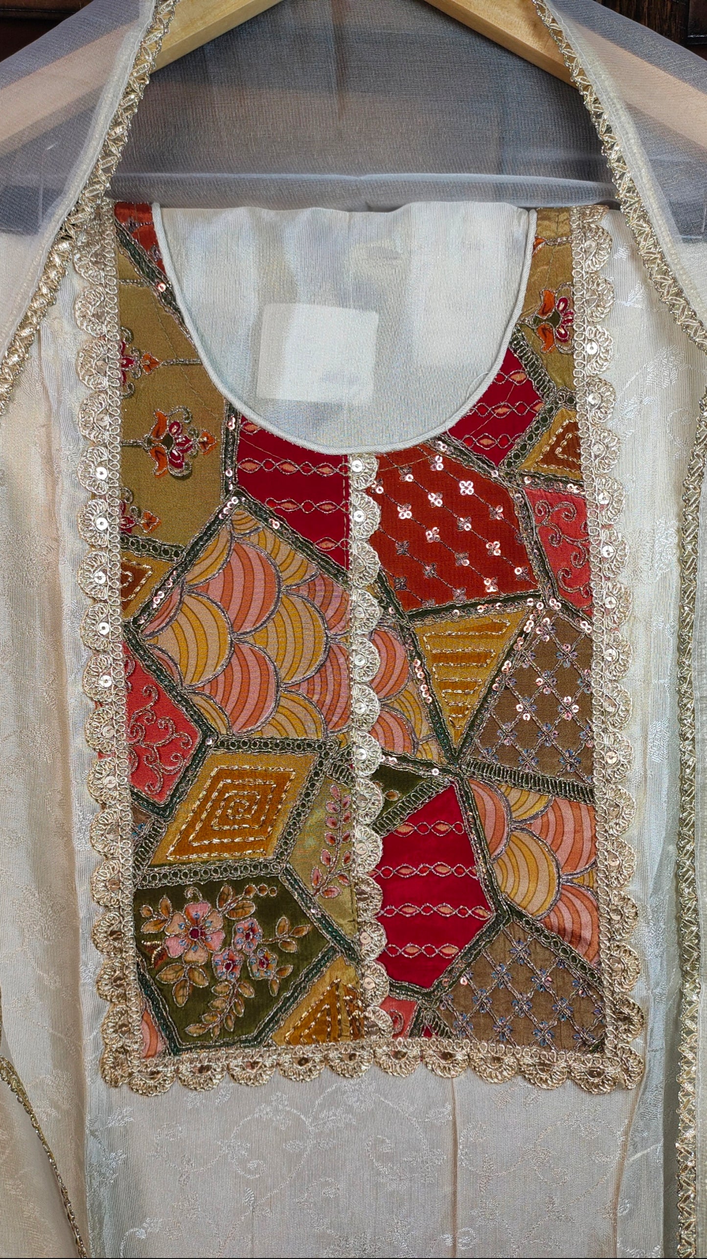 Shimmer Mul Chanderi with Patch Work