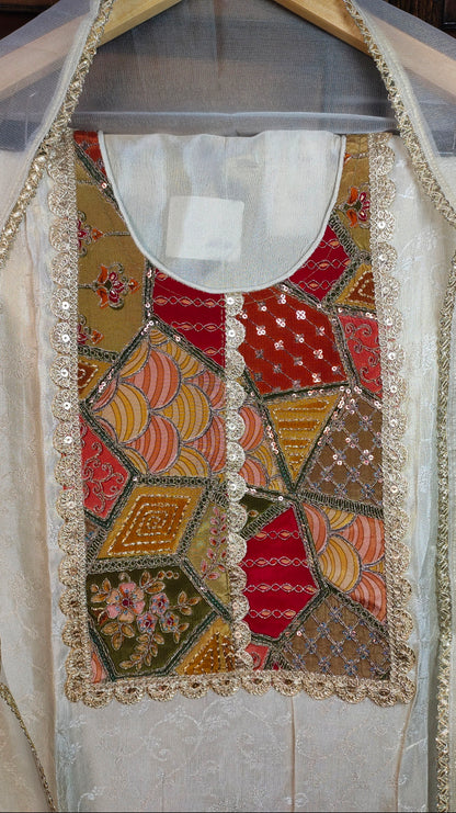 Shimmer Mul Chanderi with Patch Work
